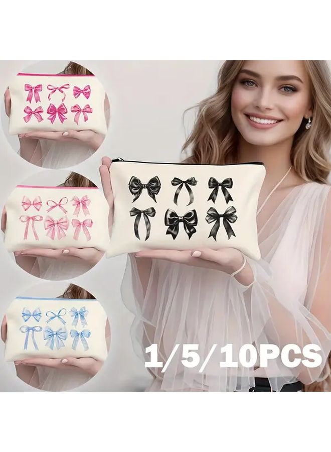 Pink Bow DIY Zipper Bag Set Portable Makeup Toiletry Travel Gift Bag - Image 2